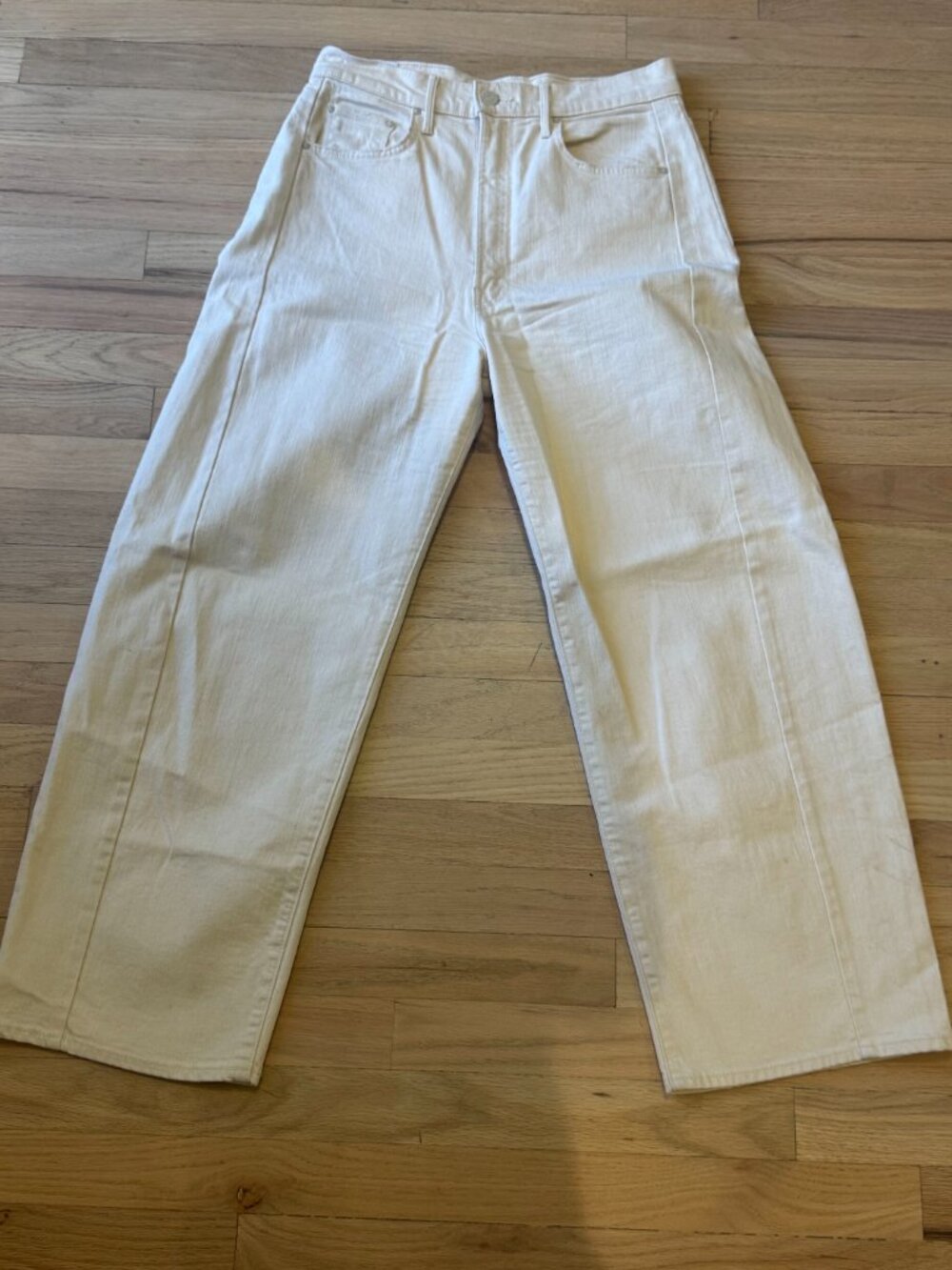 MOTHER SUPERIOR Jeans Half-Pipe Ankle High-Rise Barrel Act Natural Ivory Size 30 - Picture 4 of 6